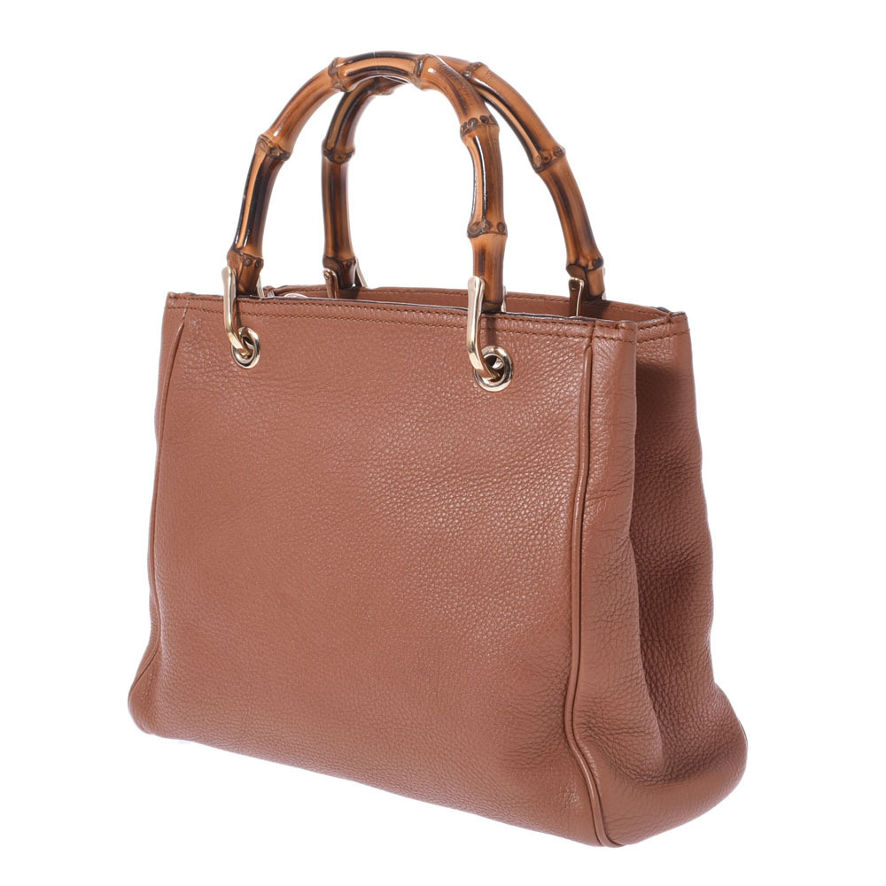 GUCCI Bamboo Shopper Bag Brown Calfskin Handbag - Picture 2 of 11